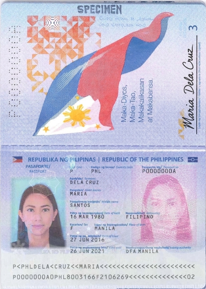 護照簽名頁上傳範本 · Passport signature page example